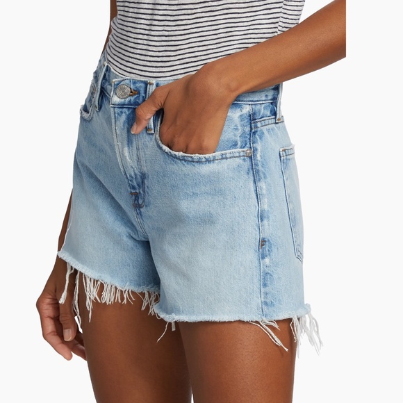 NWT $198 FRAME Le Brigette High Waist Raw Edge Denim Shorts (Splitscreen) - 25! - Picture 6 of 7